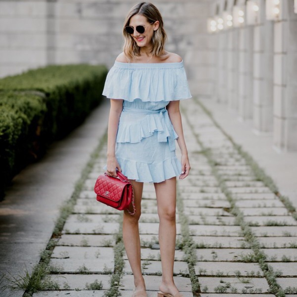 Topshop Bardot Ruffle Dress